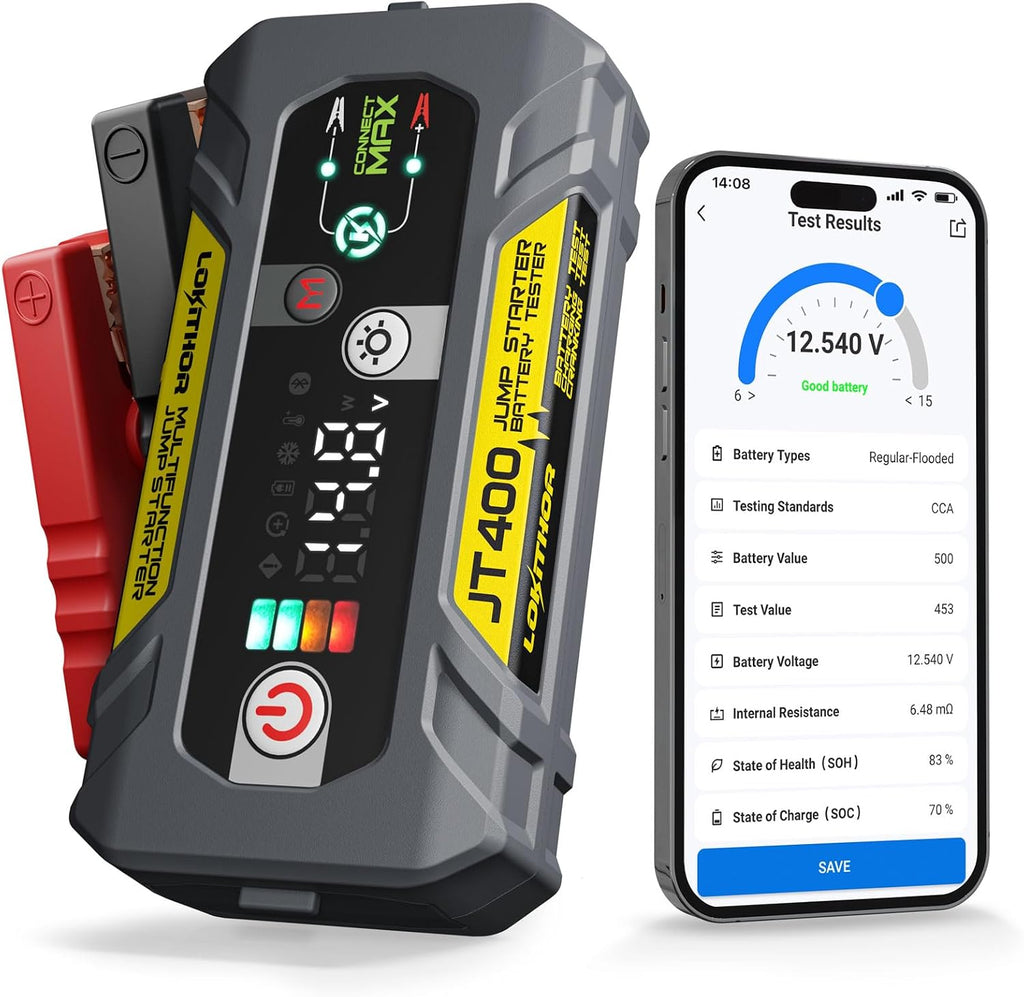 LOKITHOR JT400 Arrancador de salto de 12 V y probador de batería 2...