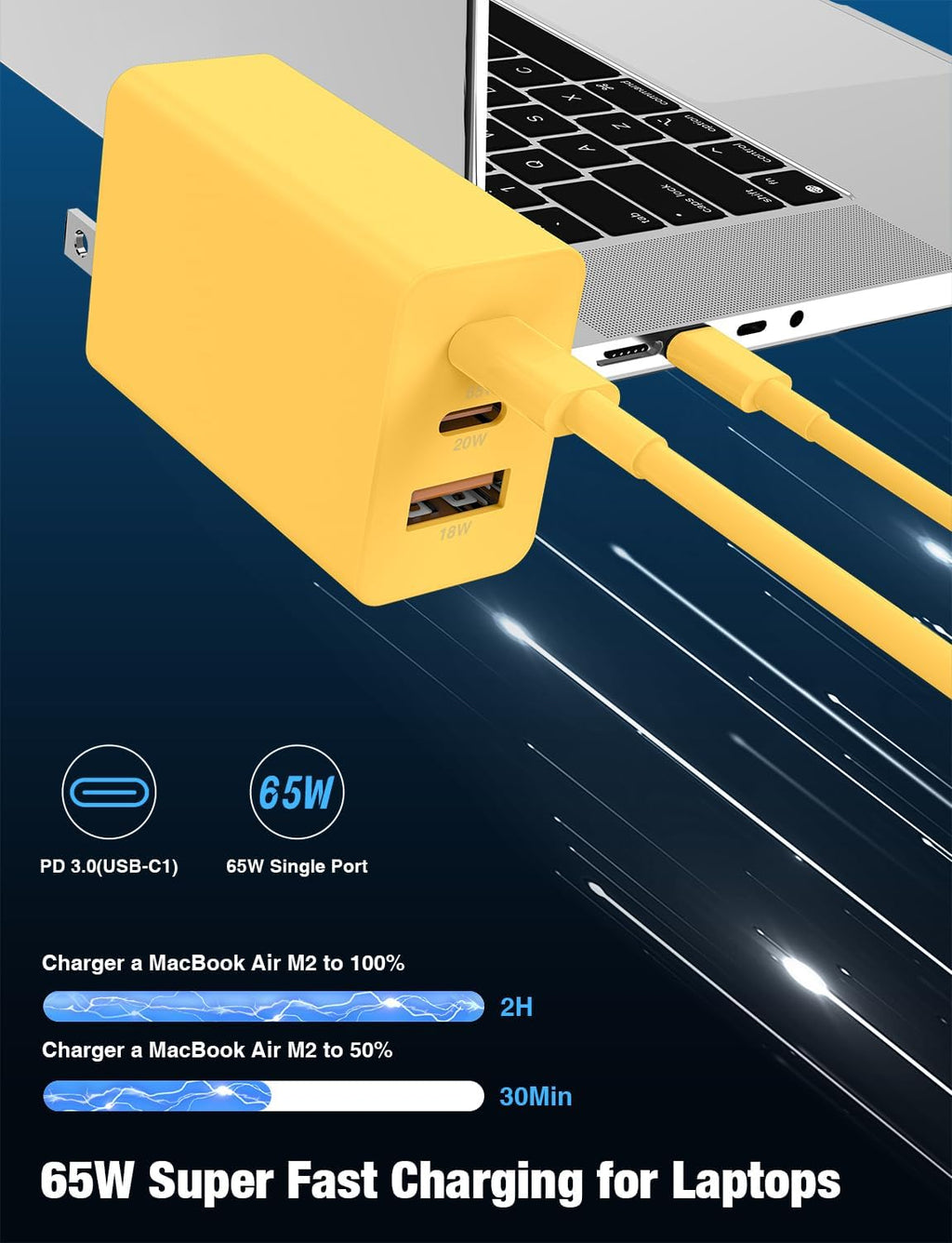 Paquete de 2 bloques de cargador de pared USB C de 65 W, adaptador...