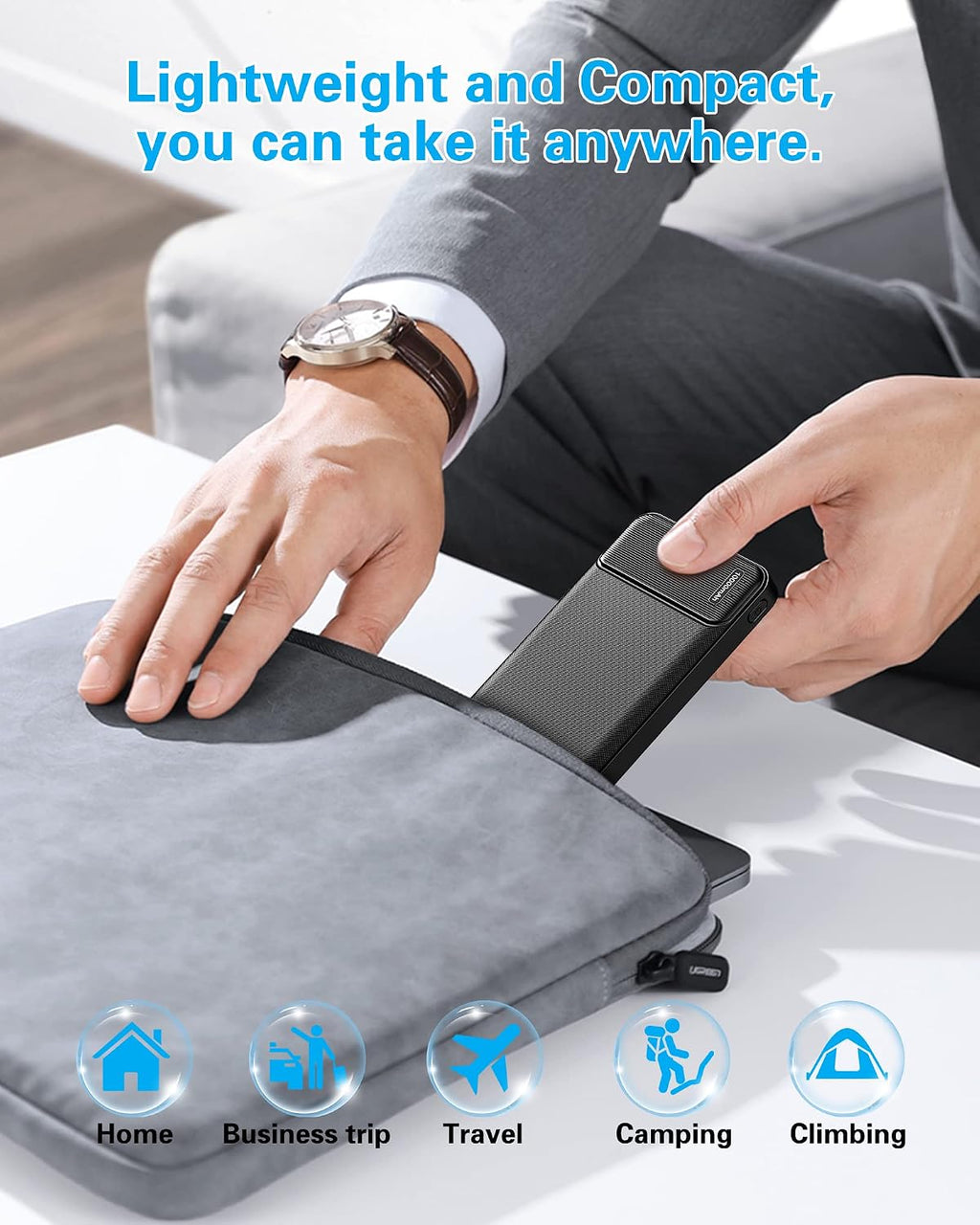 AsperX Paquete de 2 cargadores portátiles de salida USB C de 10000...