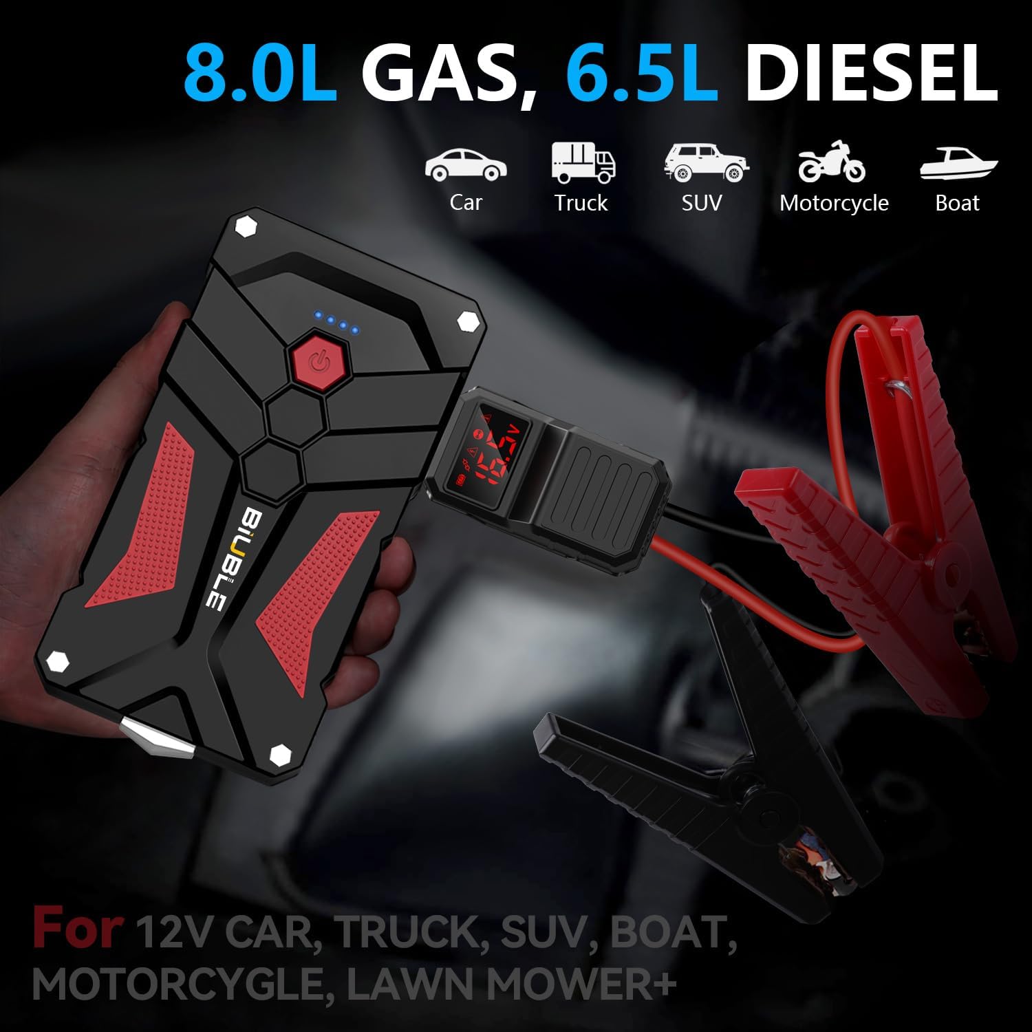 BIUBLE - Arrancador de batería para automóvil 12V, 6000A pico 21800...