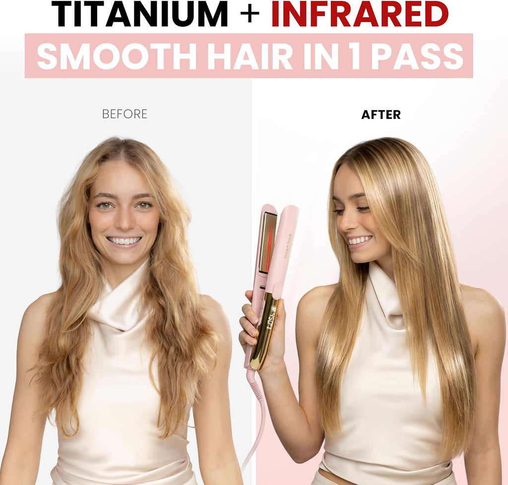 ELLA BELLA® Plancha de titanio para el cabello (con infrarrojos) \u...