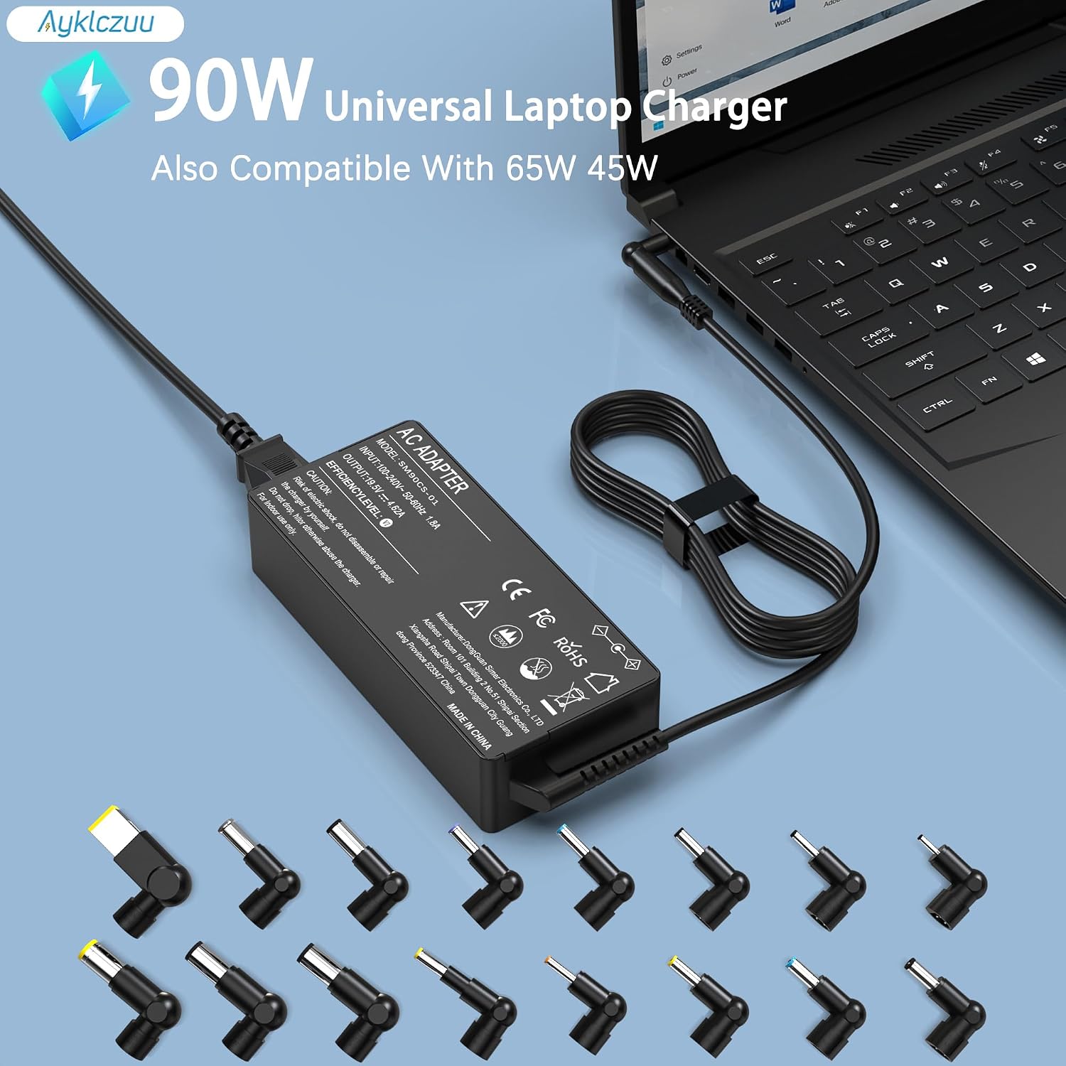 AYKLCZUU Adaptador de cargador universal de 90 W para HP Dell Acer...