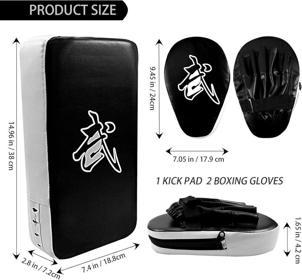 Zmpkhba Juego de almohadillas de boxeo 2 en 1, guantes de boxeo, gu...
