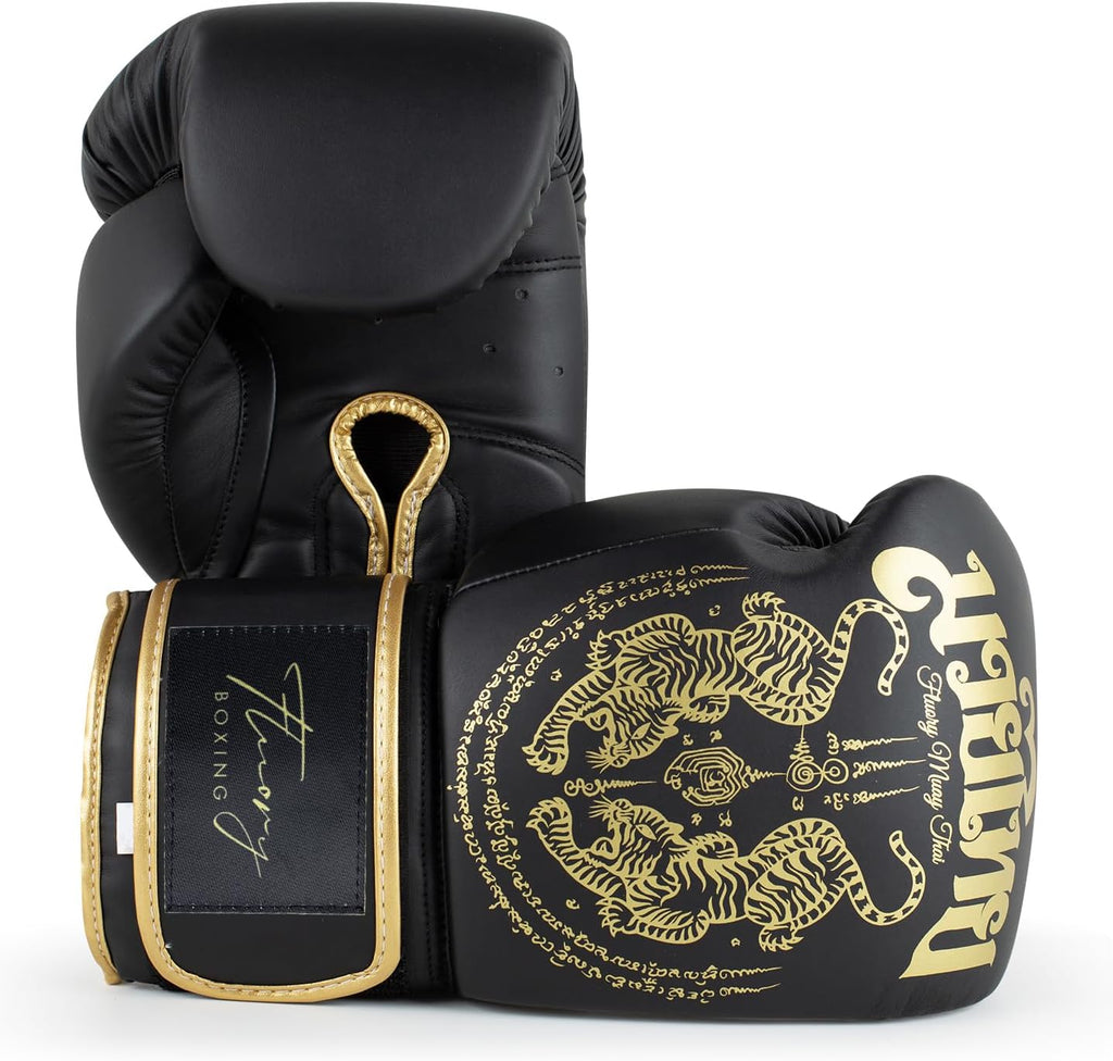 Guantes de boxeo, diseño simétrico con dos tigres, guantes de entre...