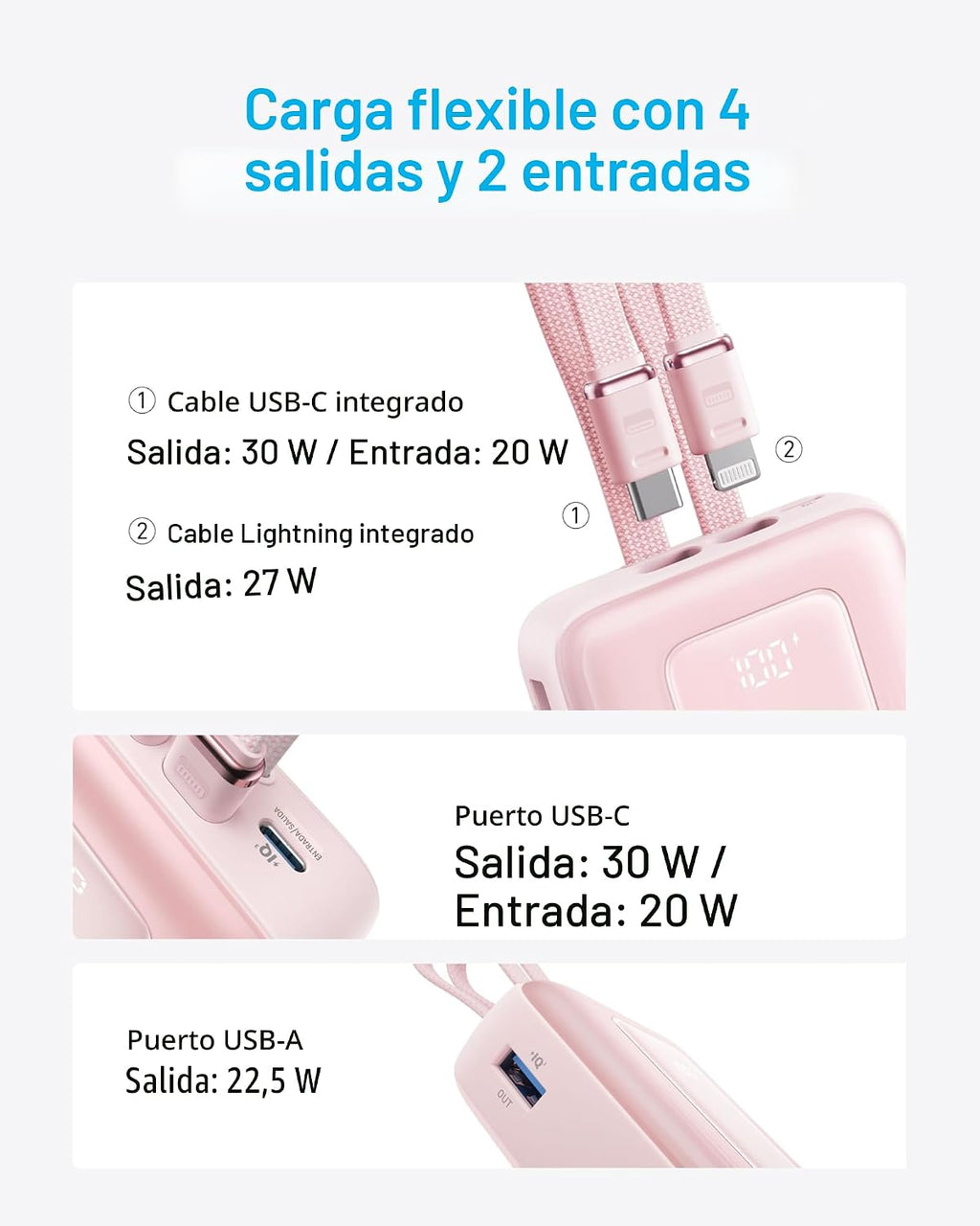 Anker Power Bank, Cargador portátil rápido de 20,000mAh 30W Max con...