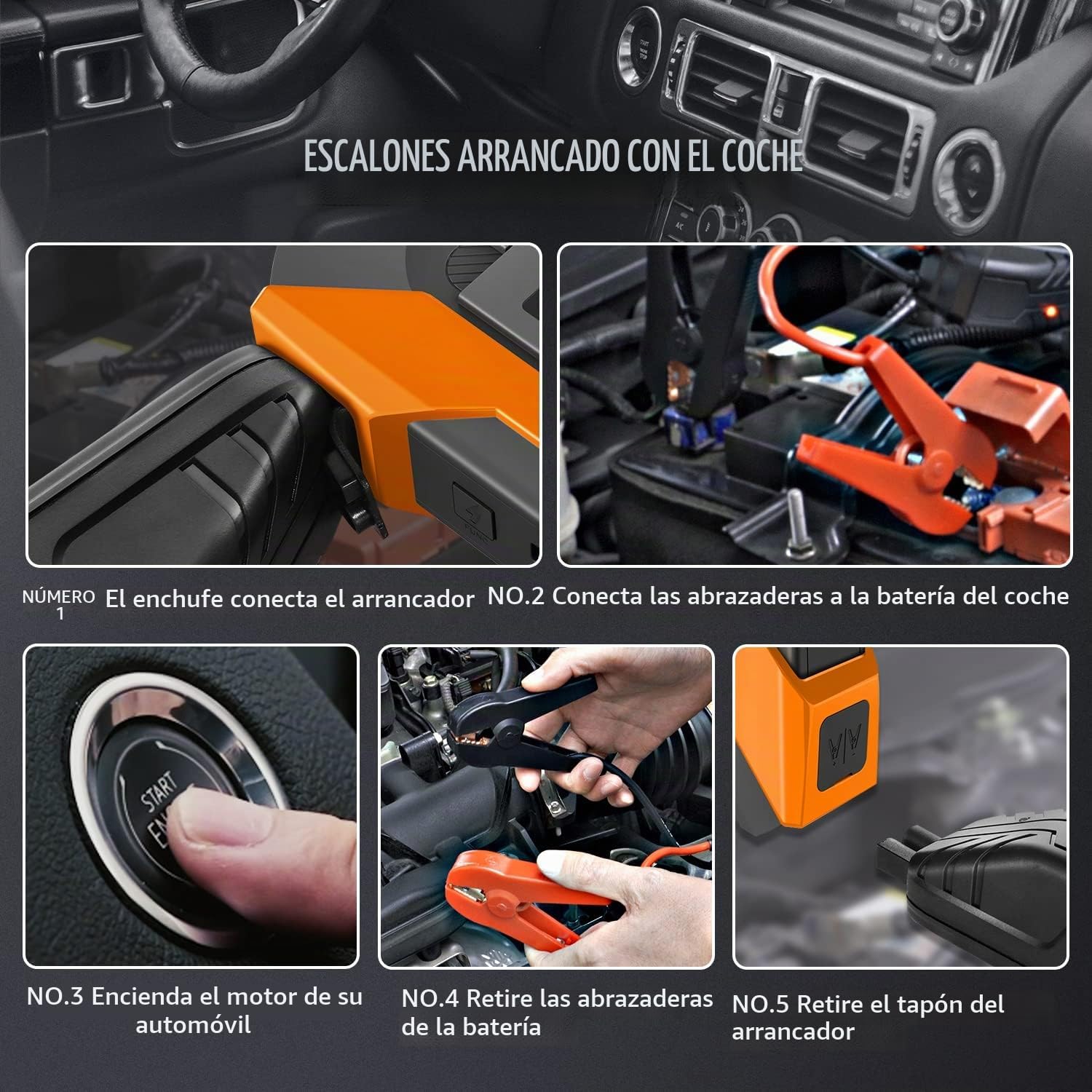 DNA Motoring 12V 1500A 15000 mAh Arrancador portátil de batería par...