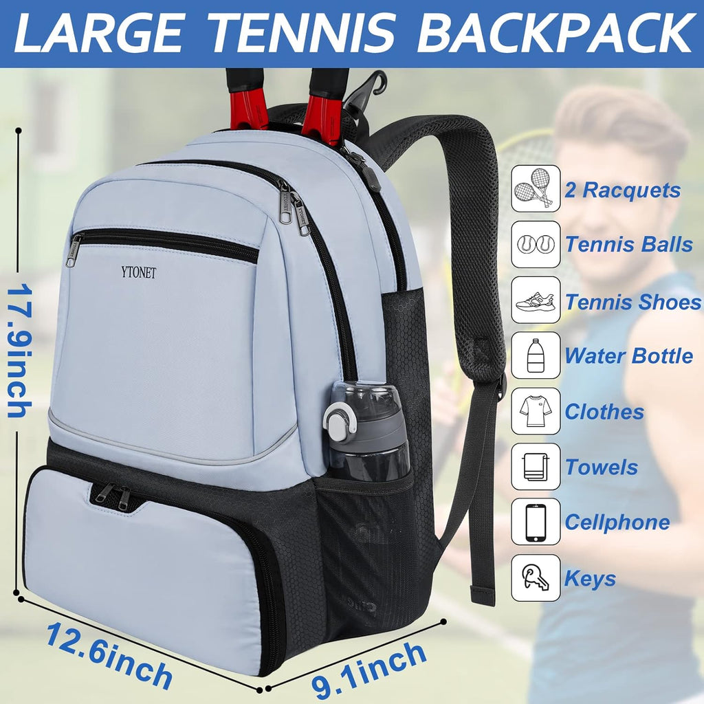 Ytonet Mochila de tenis para mujeres y hombres, 2 raquetas con bols...
