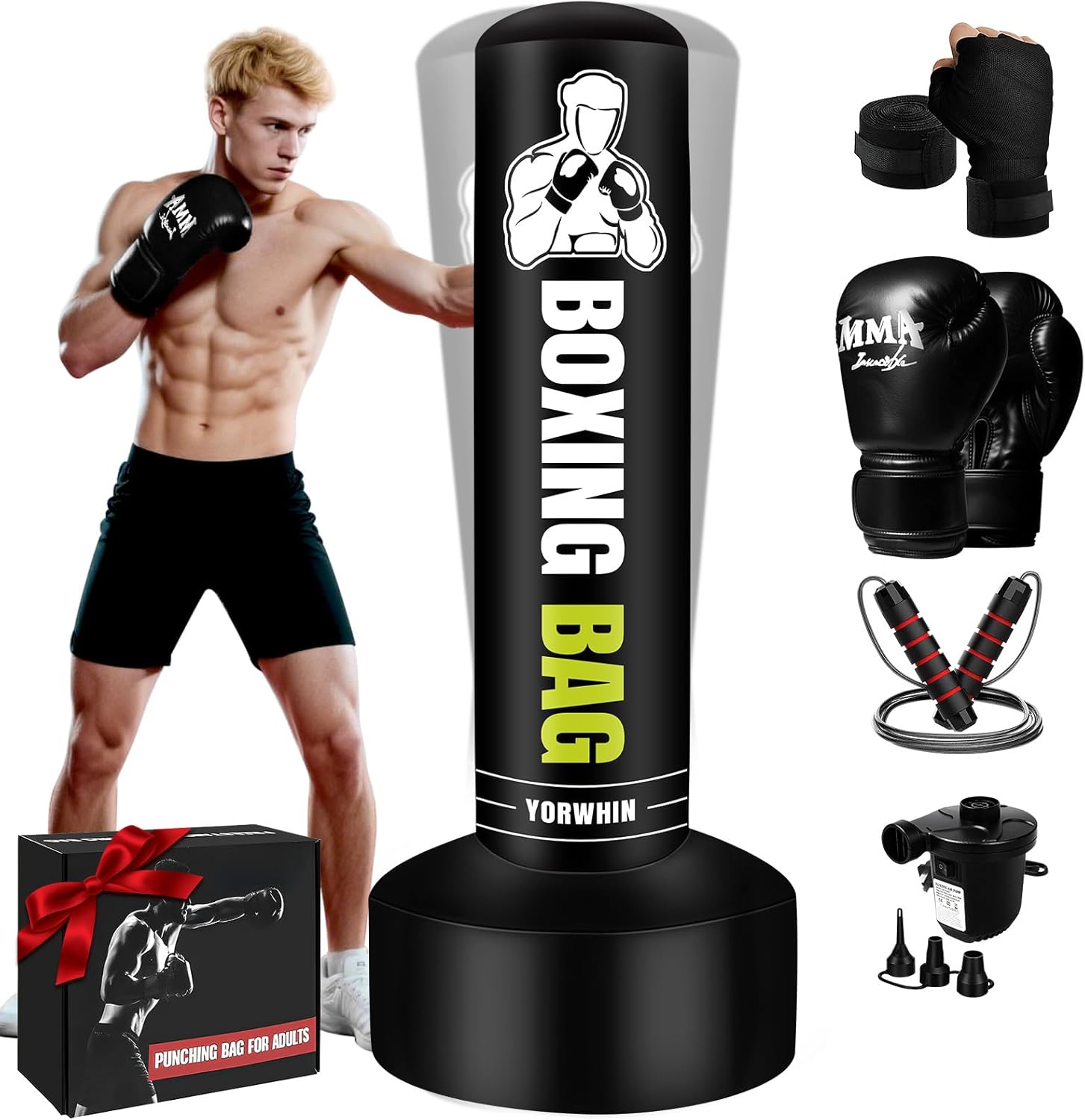 Saco de boxeo independiente para adultos y adolescentes, saco de bo...