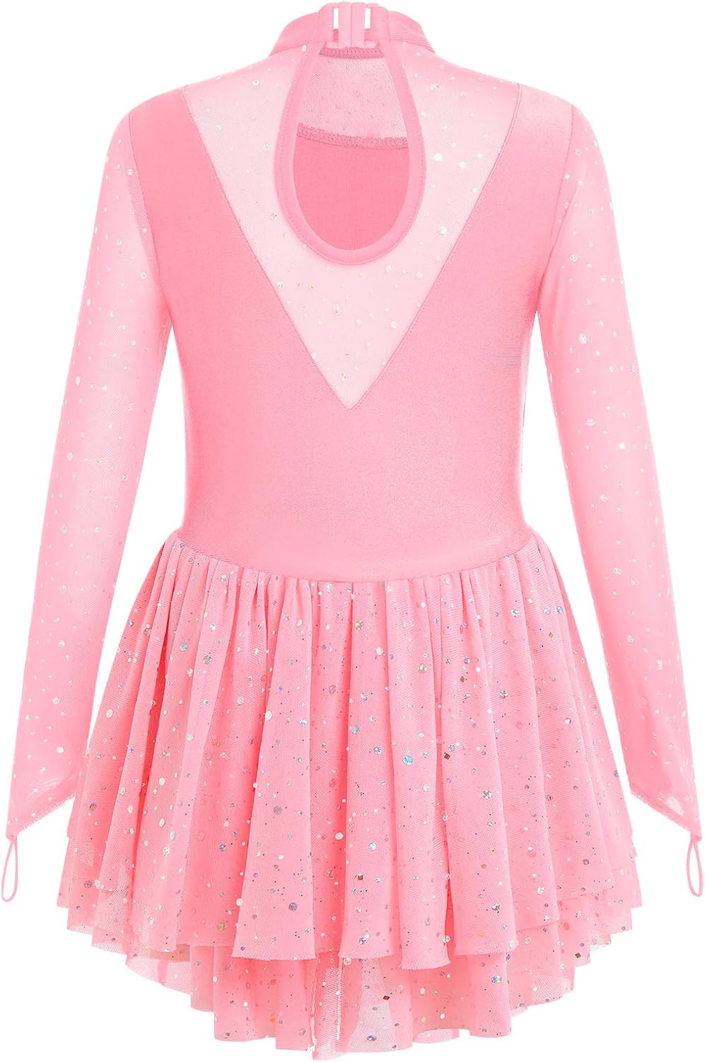 ODASDO Vestido de Patinaje Artístico para Niñas, Malla de Manga Lar...
