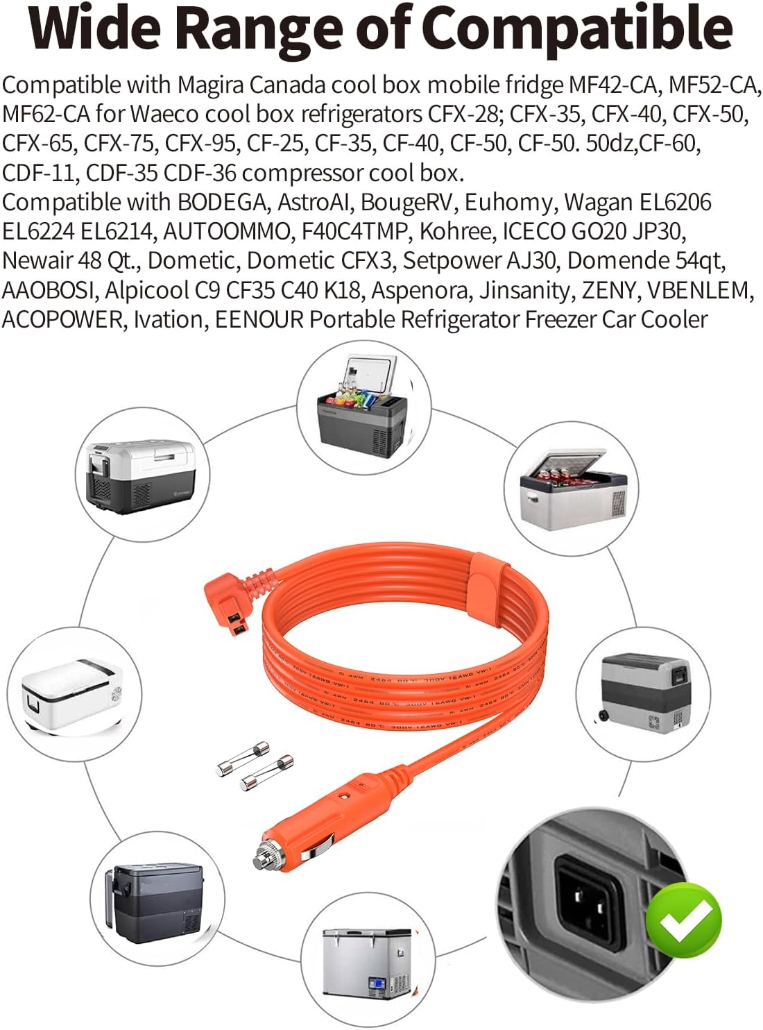 Cable de alimentación de 16AWG 12V\/24V CC 11.6 pies 3.5M para refr...