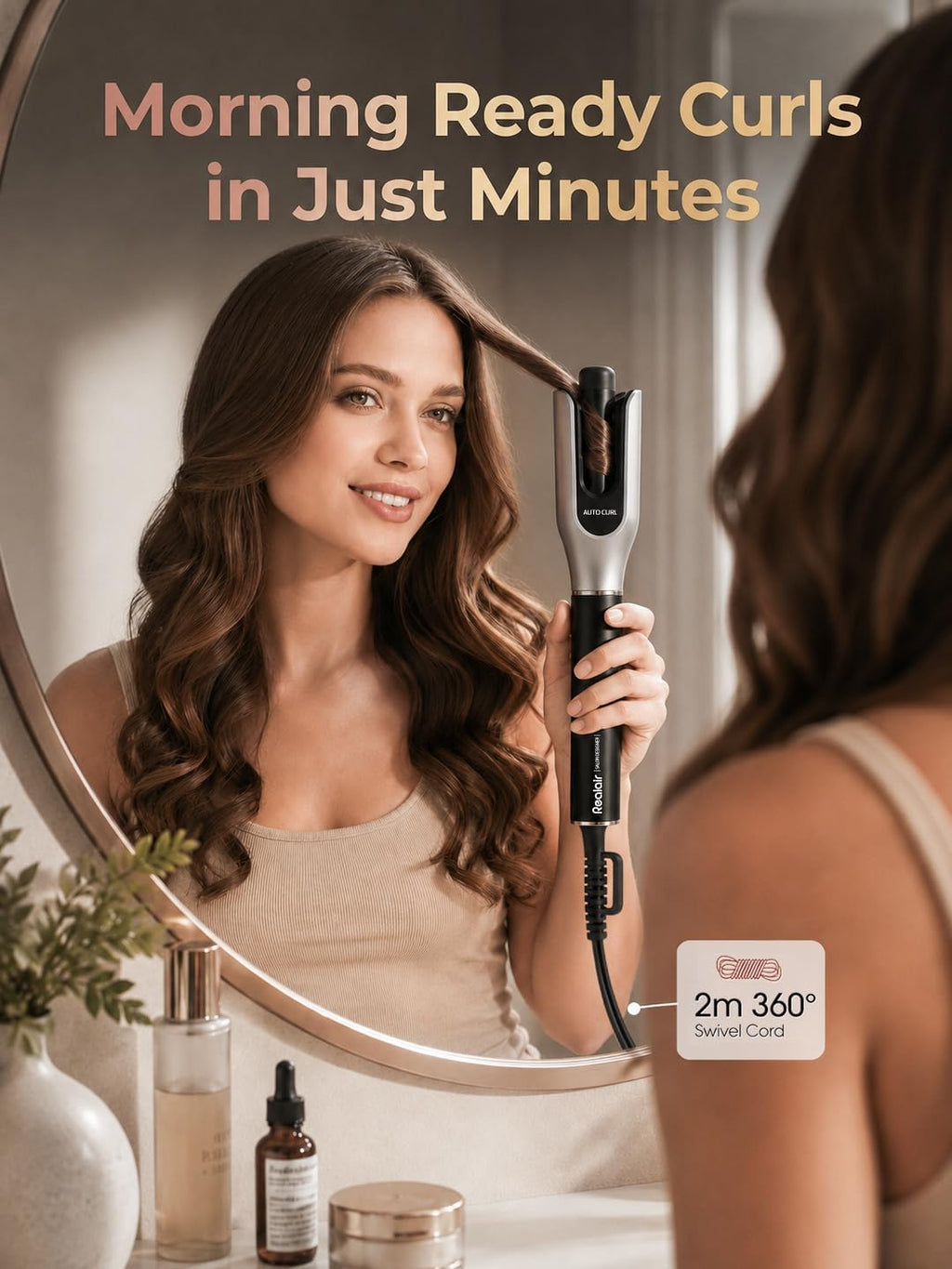 Realair Rizador giratorio automático, rizador automático de pelo de...