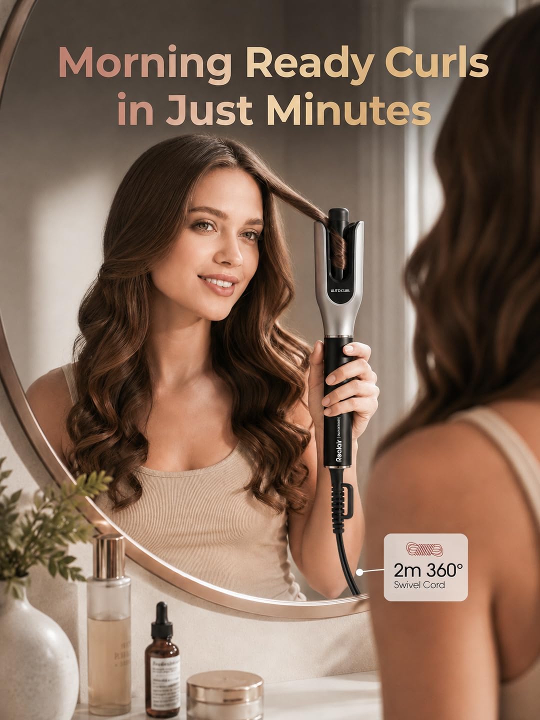 Realair Rizador giratorio automático, rizador automático de pelo de...