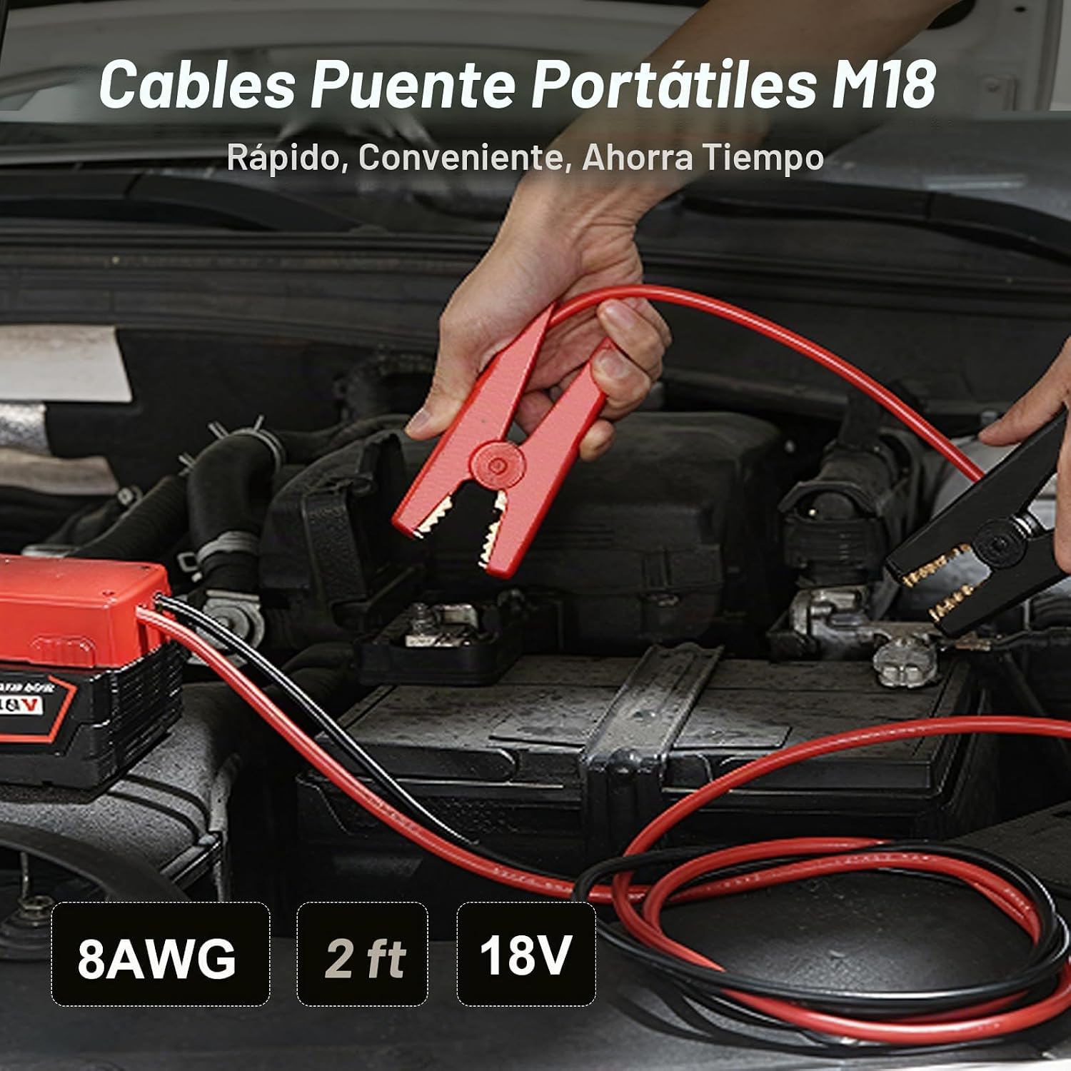 Cables de arranque para batería Milwaukee M18 de 18 V, cable de ref...