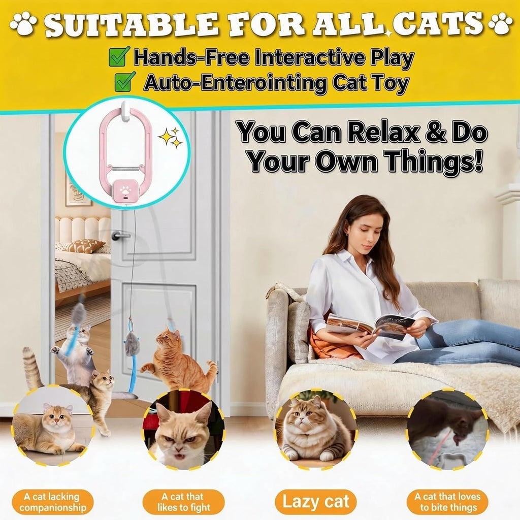 HAPPYCODE Teaser eléctrico recargable para gatos, juego de clip de...