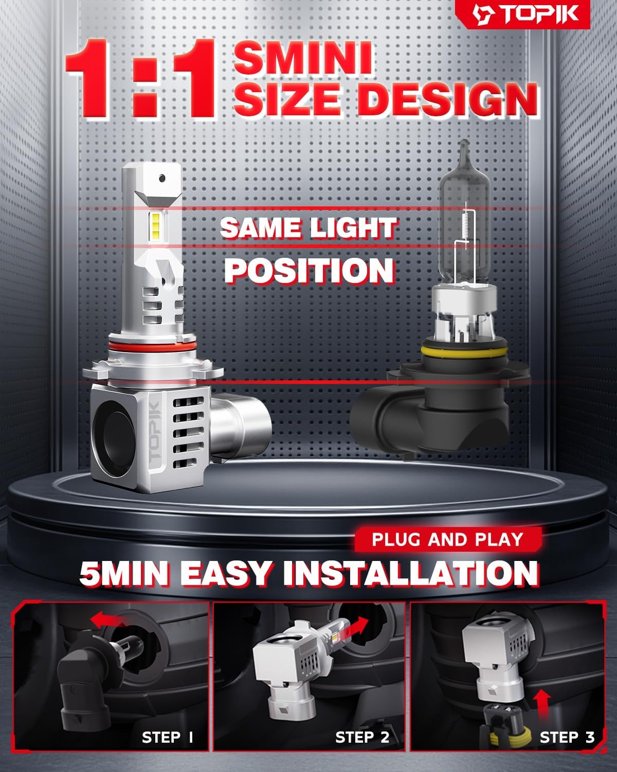 TOPIK Bombillas LED 9006 HB4, 36000 lm y 6500 K blancas superbrilla...