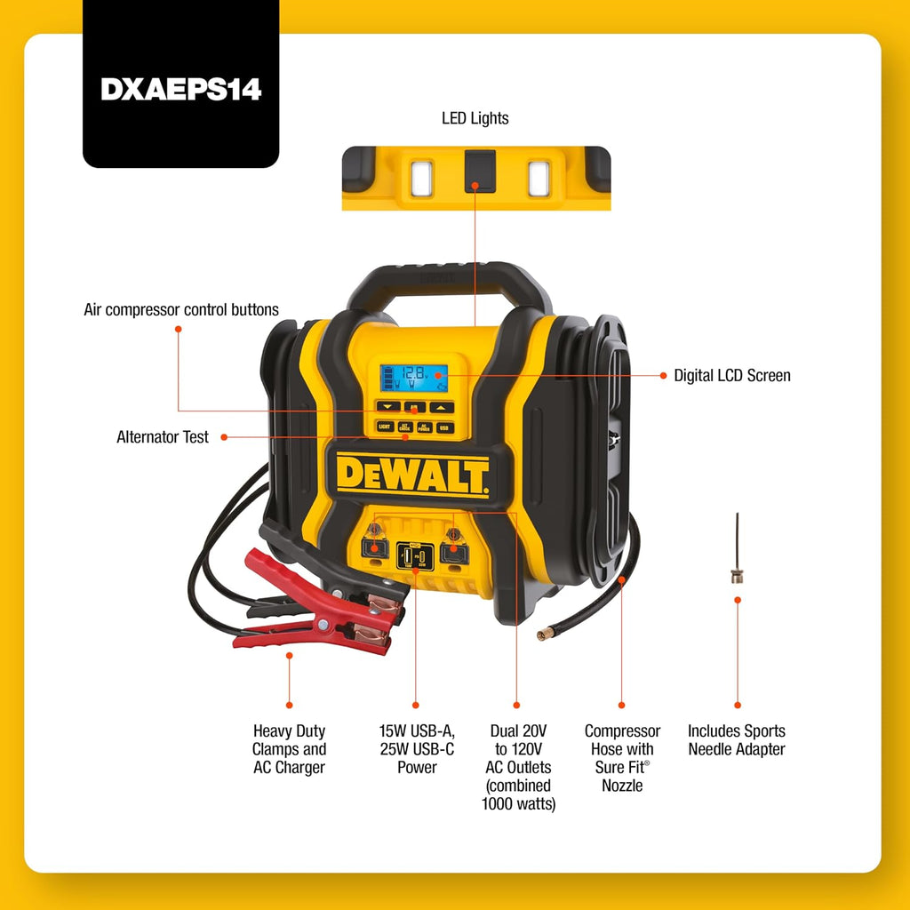 DEWALT DXAEPS14 Arrancador de 2000 amperios con inflador | Estación...