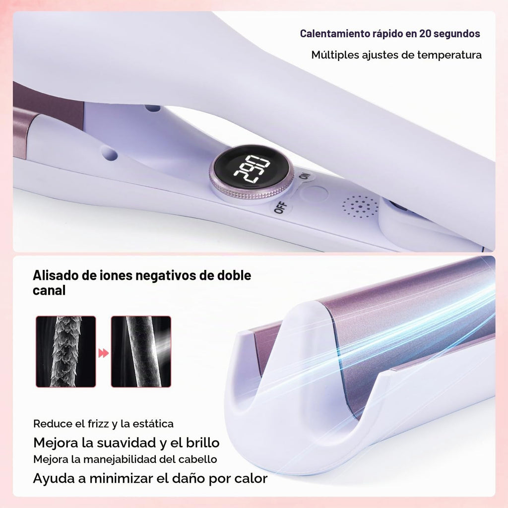 Ondulador de pelo, rizador de doble barril de 1,25 pulgadas, ondas...