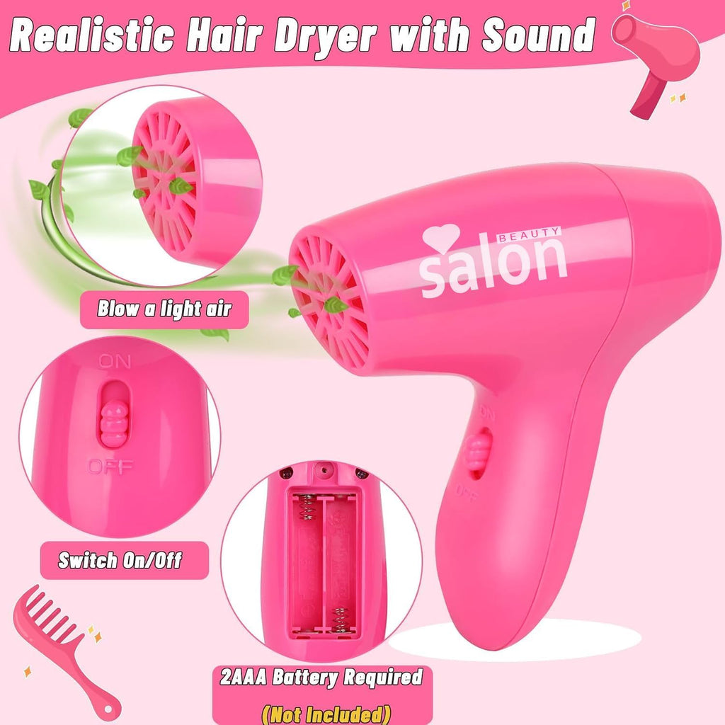 Gifts2U Juguetes de peluquería para niñas, juego de salón de bellez...