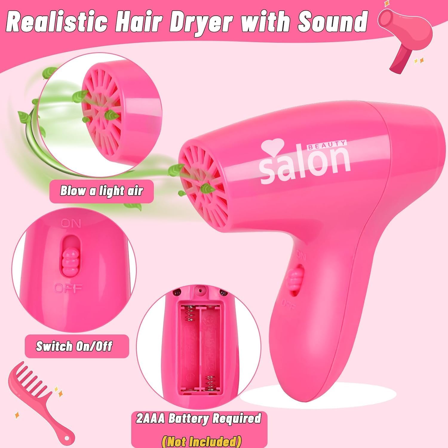 Gifts2U Juguetes de peluquería para niñas, juego de salón de bellez...