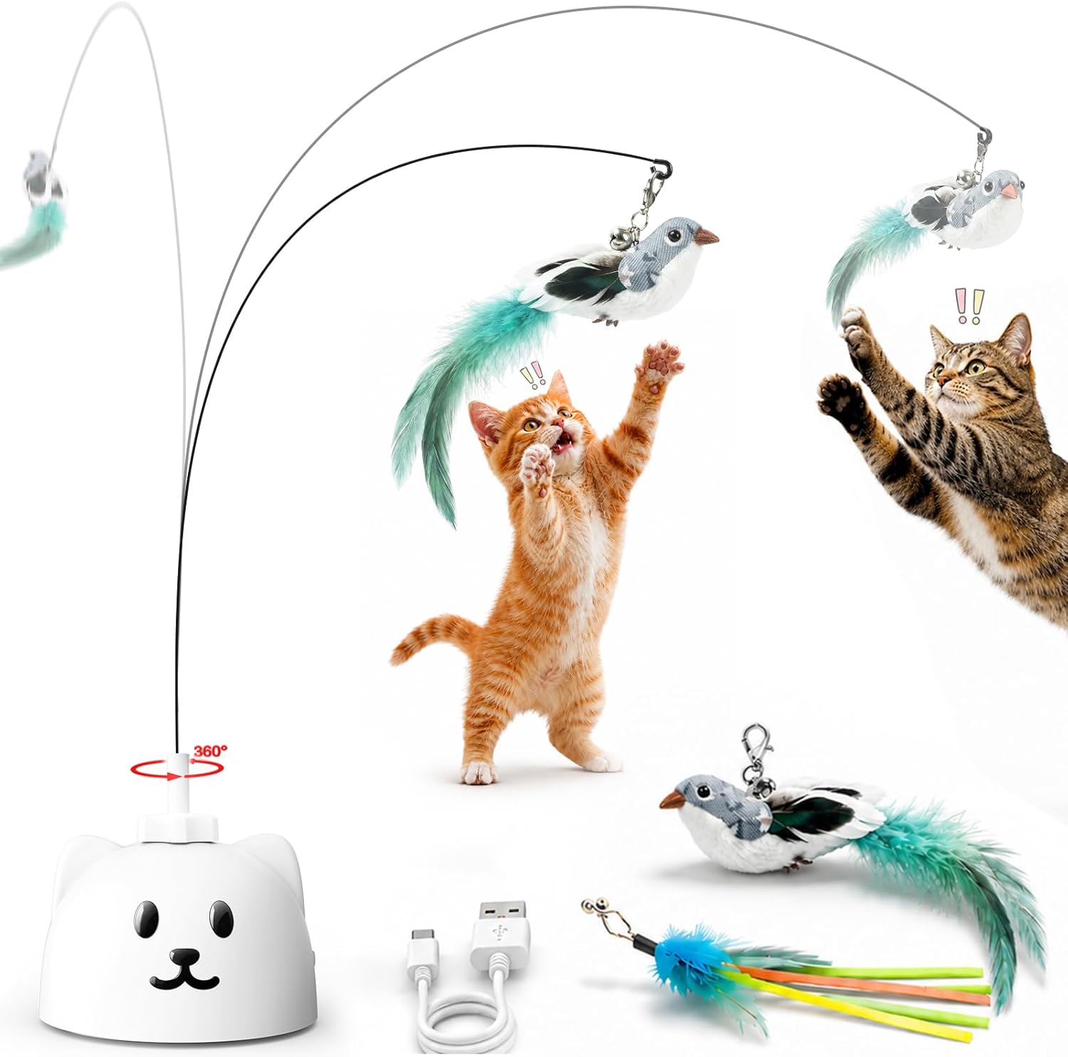 CATPICK Juguetes interactivos para gatos de interior, juguete autom...