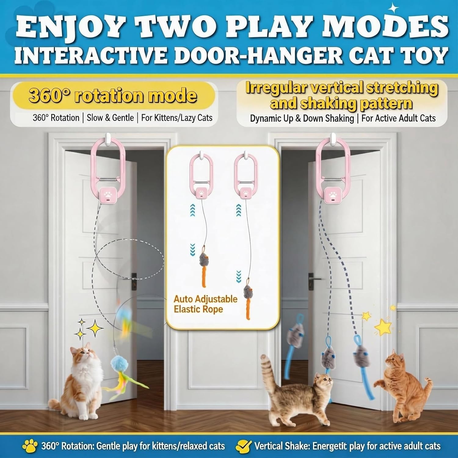 HAPPYCODE Teaser eléctrico recargable para gatos, juego de clip de...