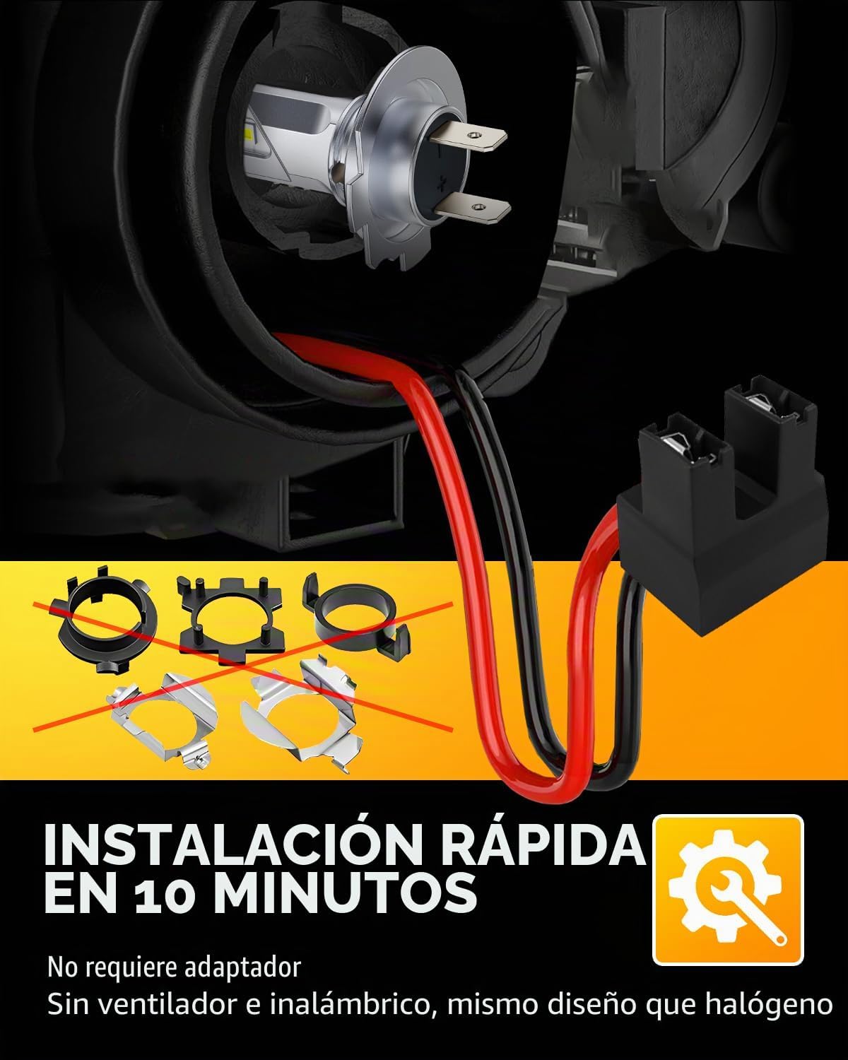 OXILAM Bombilla LED H7, 60,000 lúmenes, 10 veces más brillante, 650...