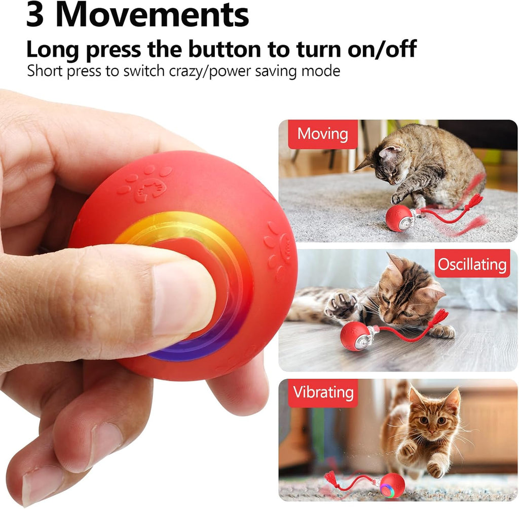Yaruiguang Pelota interactiva de juguete para gatos con cola de bor...