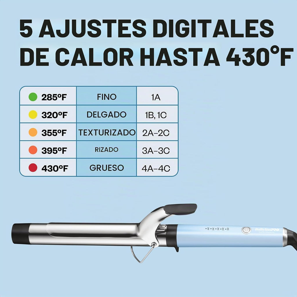 BabylissPRO Rizador profesional Nano Titanium con barril extendido\...