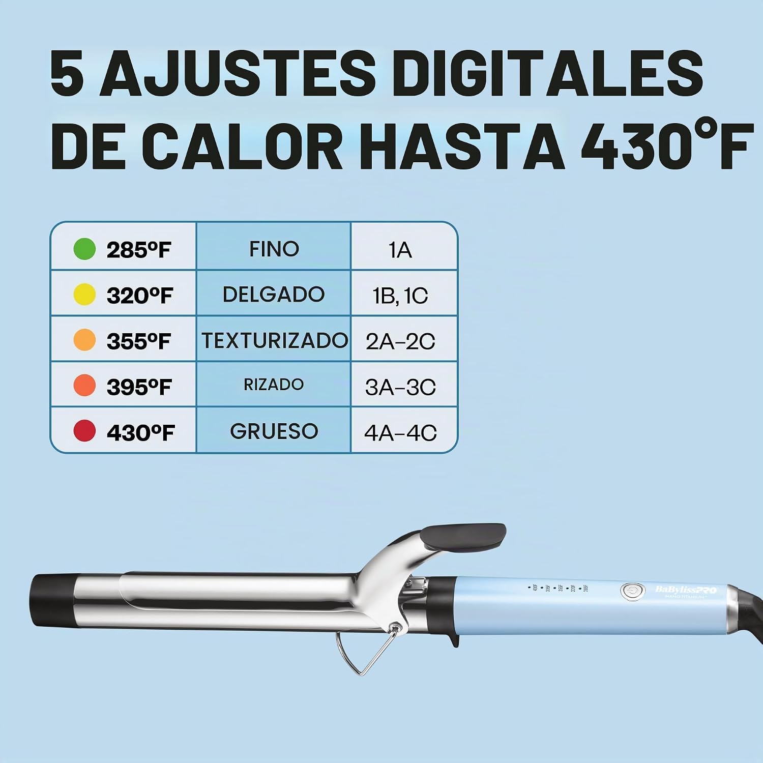 BabylissPRO Rizador profesional Nano Titanium con barril extendido\...