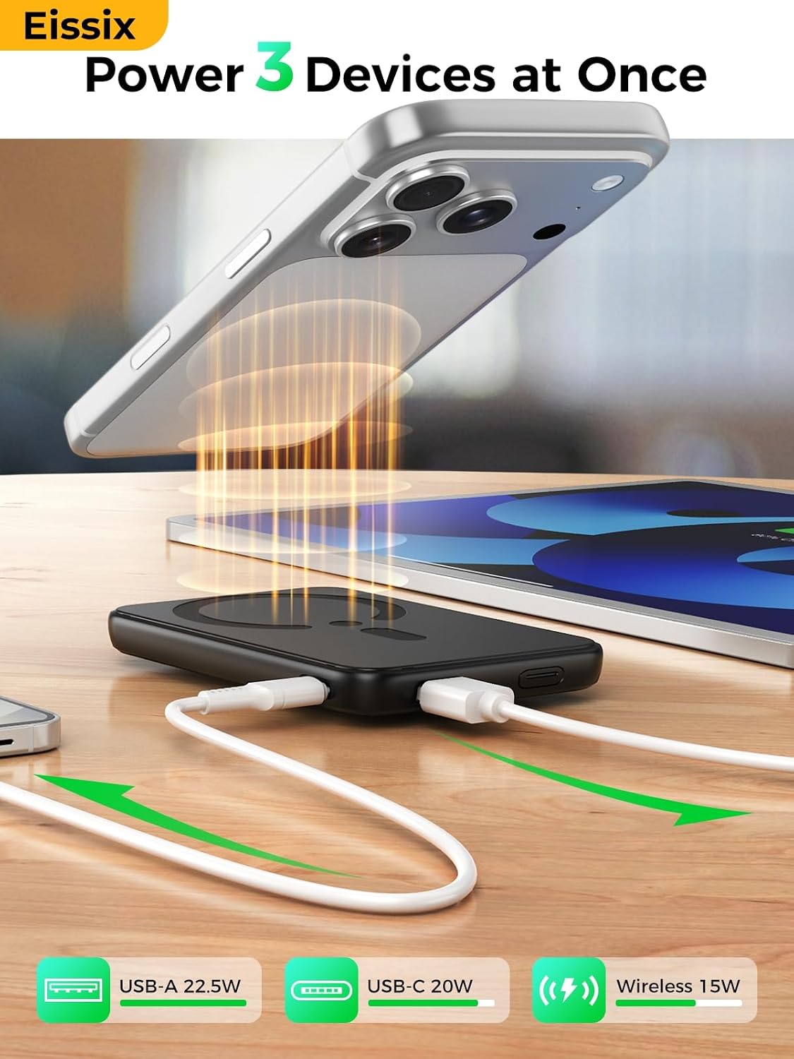 Cargador portátil magnético de 12000 mAh con soporte ajustable, bat...