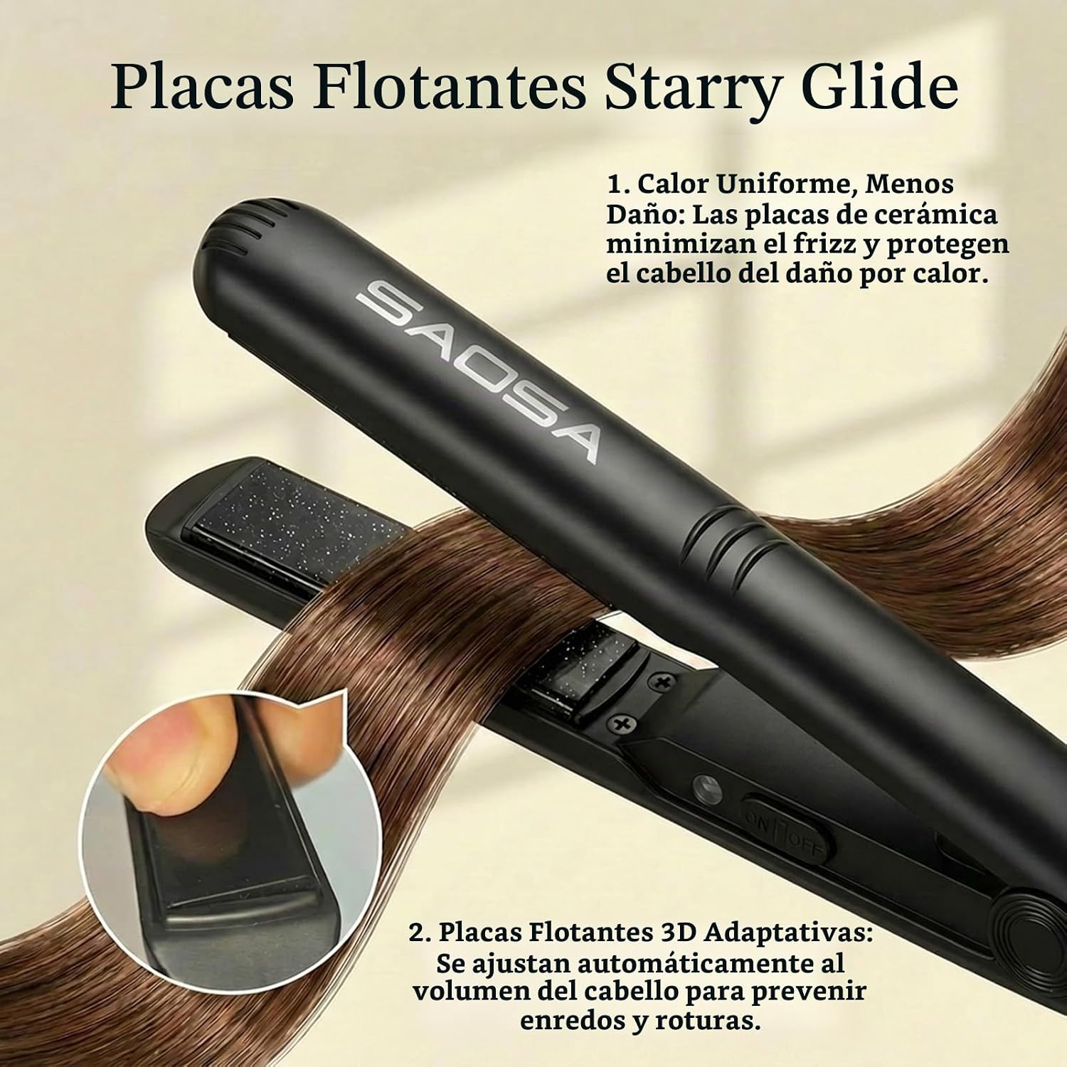 SAOSA Mini plancha plana, plancha de pelo pequeña de cerámica de 0....