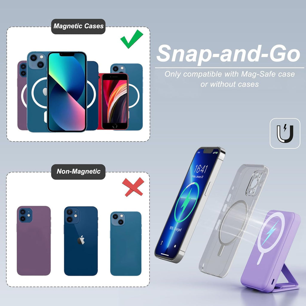 AOGUERBE Magsafe Power Bank, batería magnética plegable de 10000 mA...