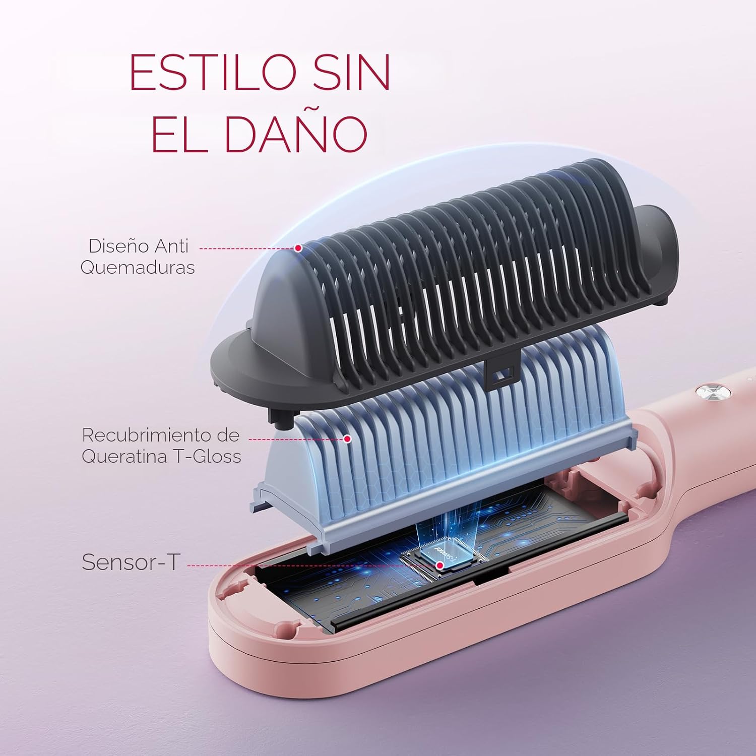 TYMO Ring - Cepillo alisador de cabello con peine integrado, calent...