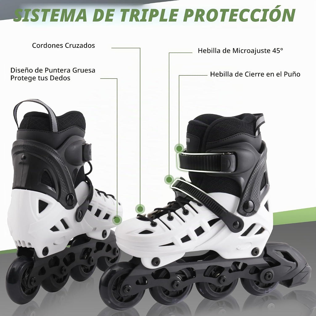 Patines en línea para niños y niñas, 4 tamaños ajustables con rueda...
