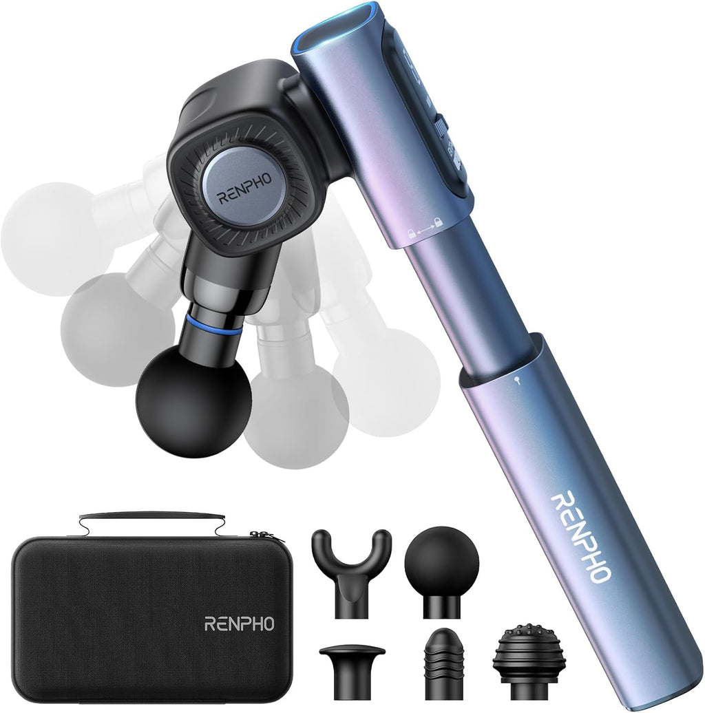 RENPHO Pistola de masaje plegable con mango de extensión para espal...
