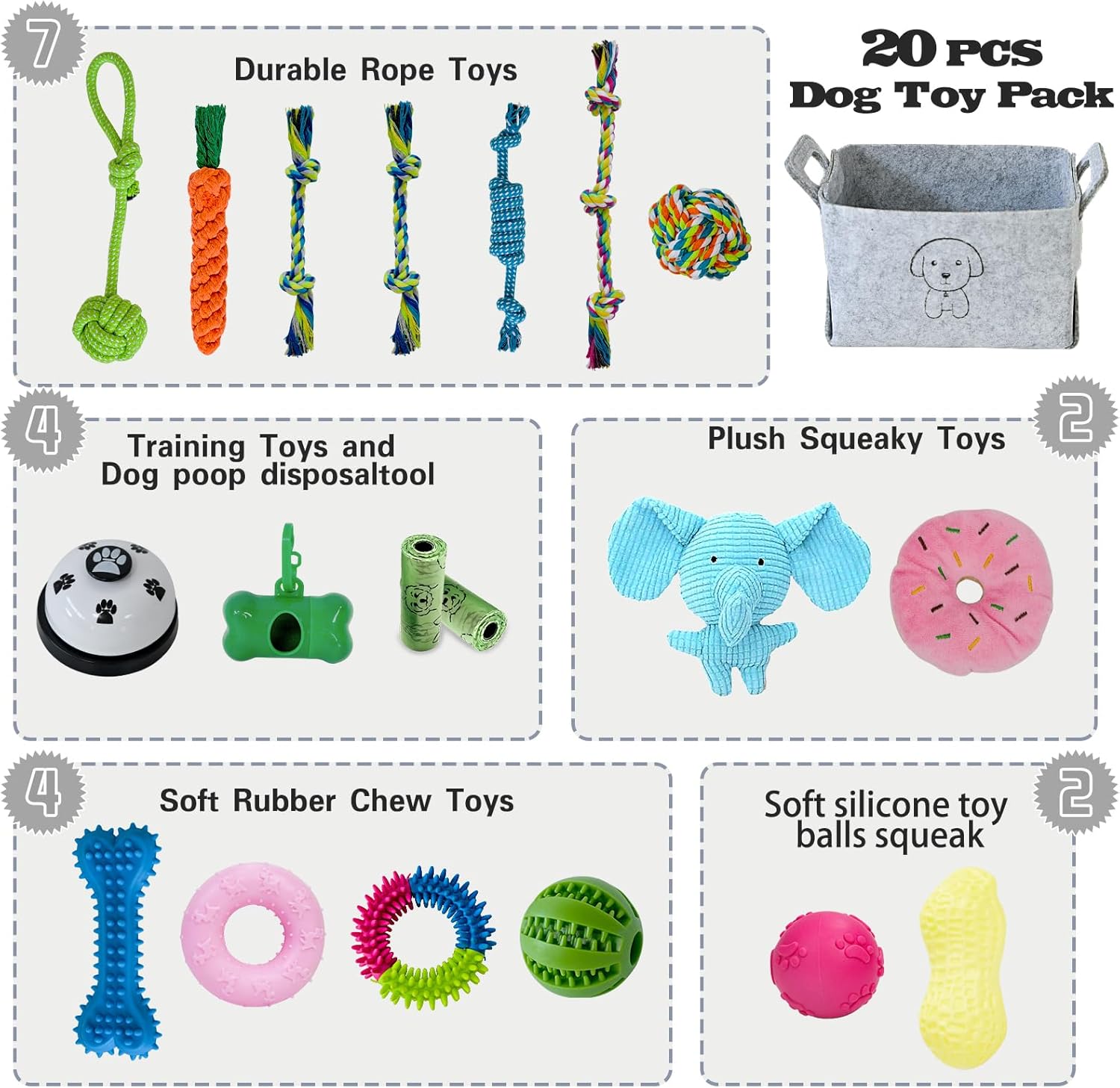 MRSOHRET 20 juguetes masticables para cachorros para dentición, jug...