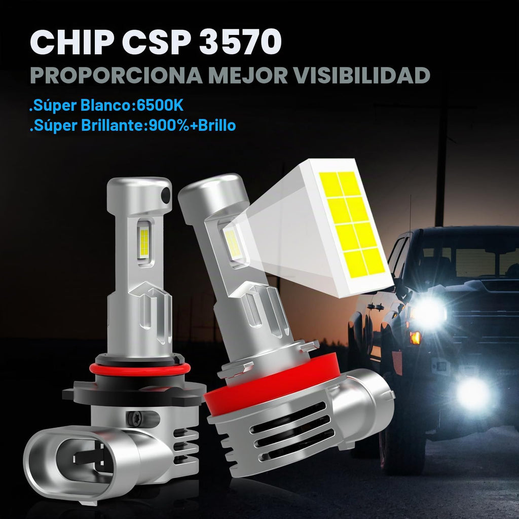 AHOBXD H11 9005 - Combo de bombillas LED, 900% 90000 lúmenes, más b...