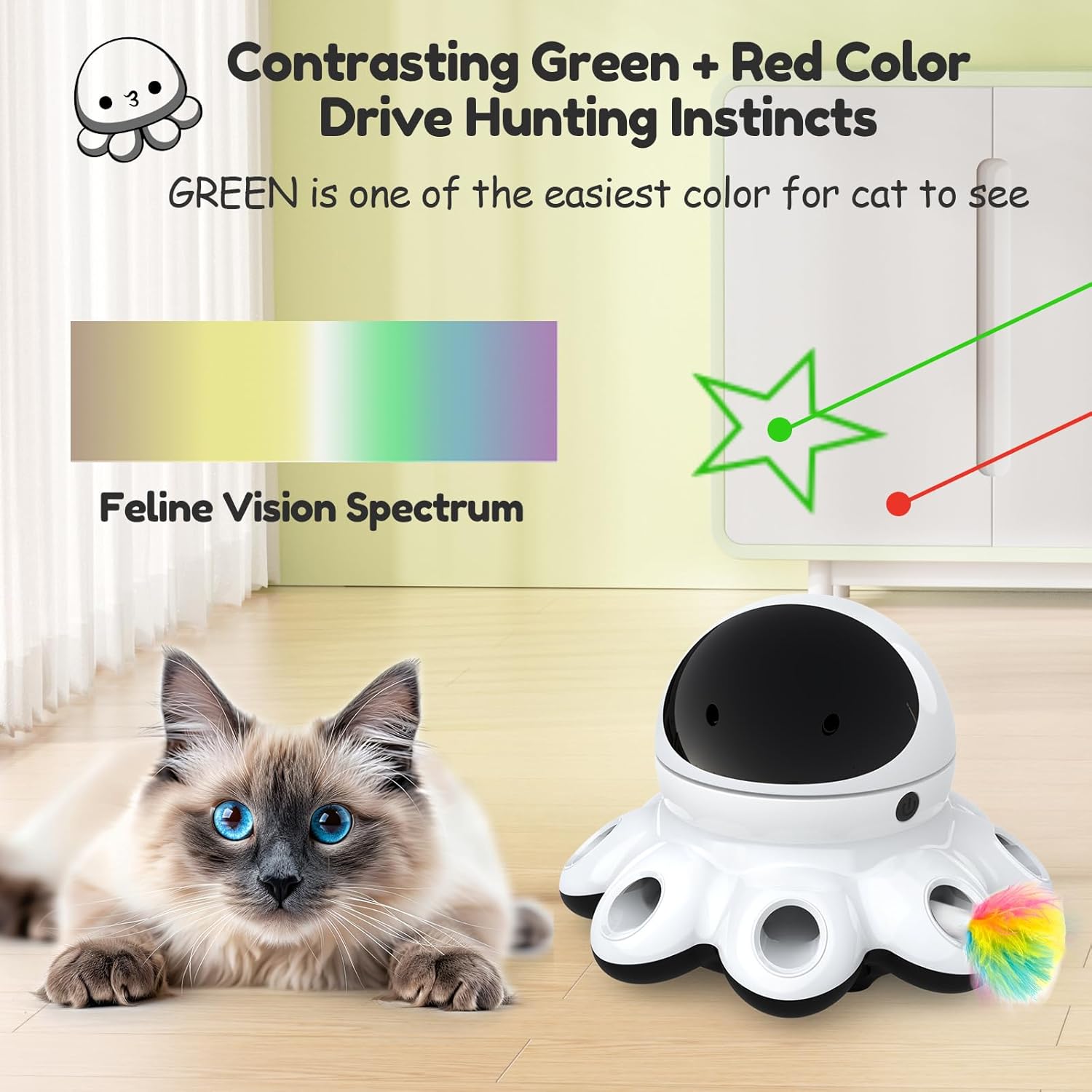 ORSDA Juguete Láser para Gatos, 2 en 1 Interactivo Automático Activ...
