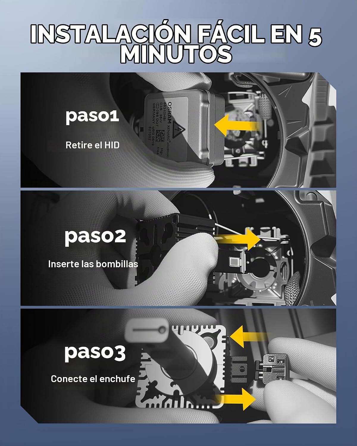 AUXITO Bombillas D3S, 50000LM 6500K blanco frío, reemplazo directo...