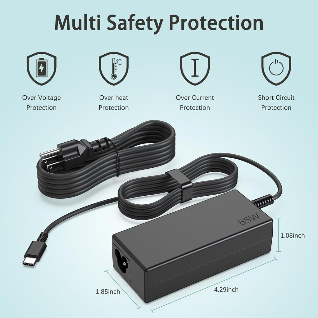 Skyvast Cargador USB C de 65 W de repuesto para Lenovo ThinkPad X1...