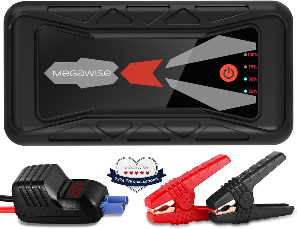 MEGAWISE Arrancador de batería de coche de 1500A pico 16800mAh (has...