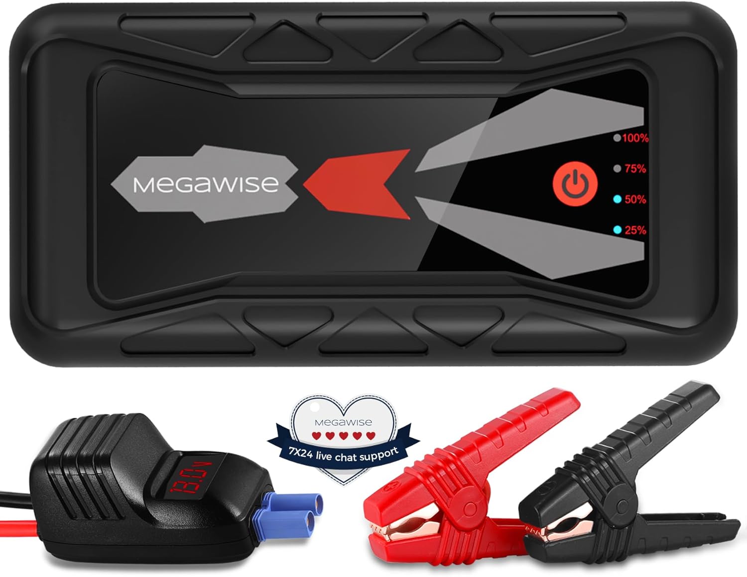 MEGAWISE Arrancador de batería de coche de 1500A pico 16800mAh (has...