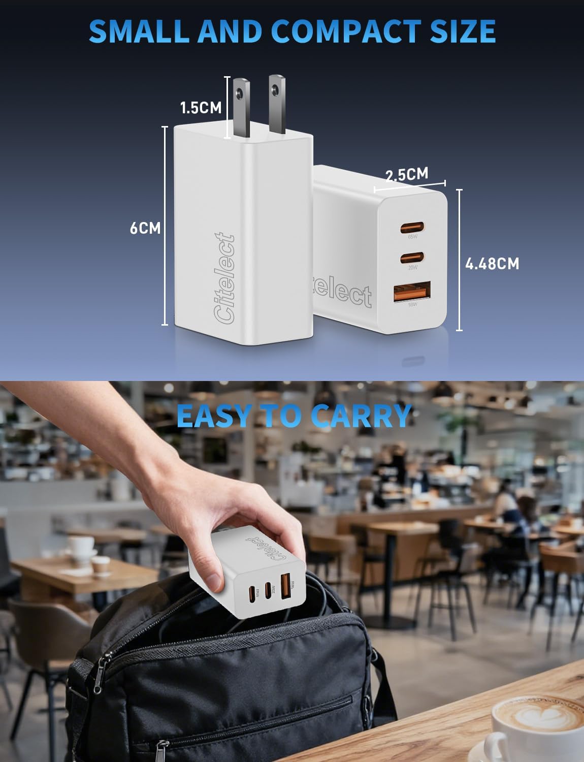 Paquete de 2 bloques de cargador USB C de 65 W, adaptador de carga...