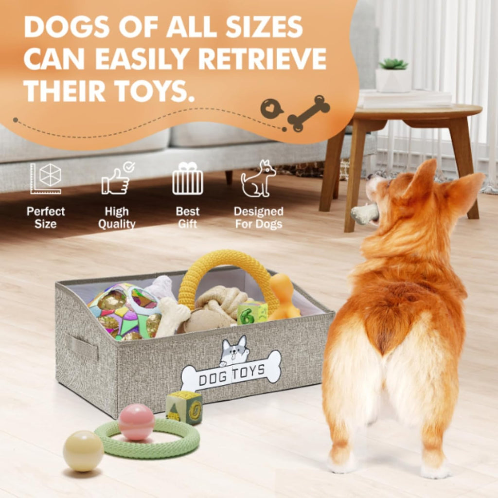 Mutiearo Cesta de juguetes para perros, caja de juguetes plegable p...