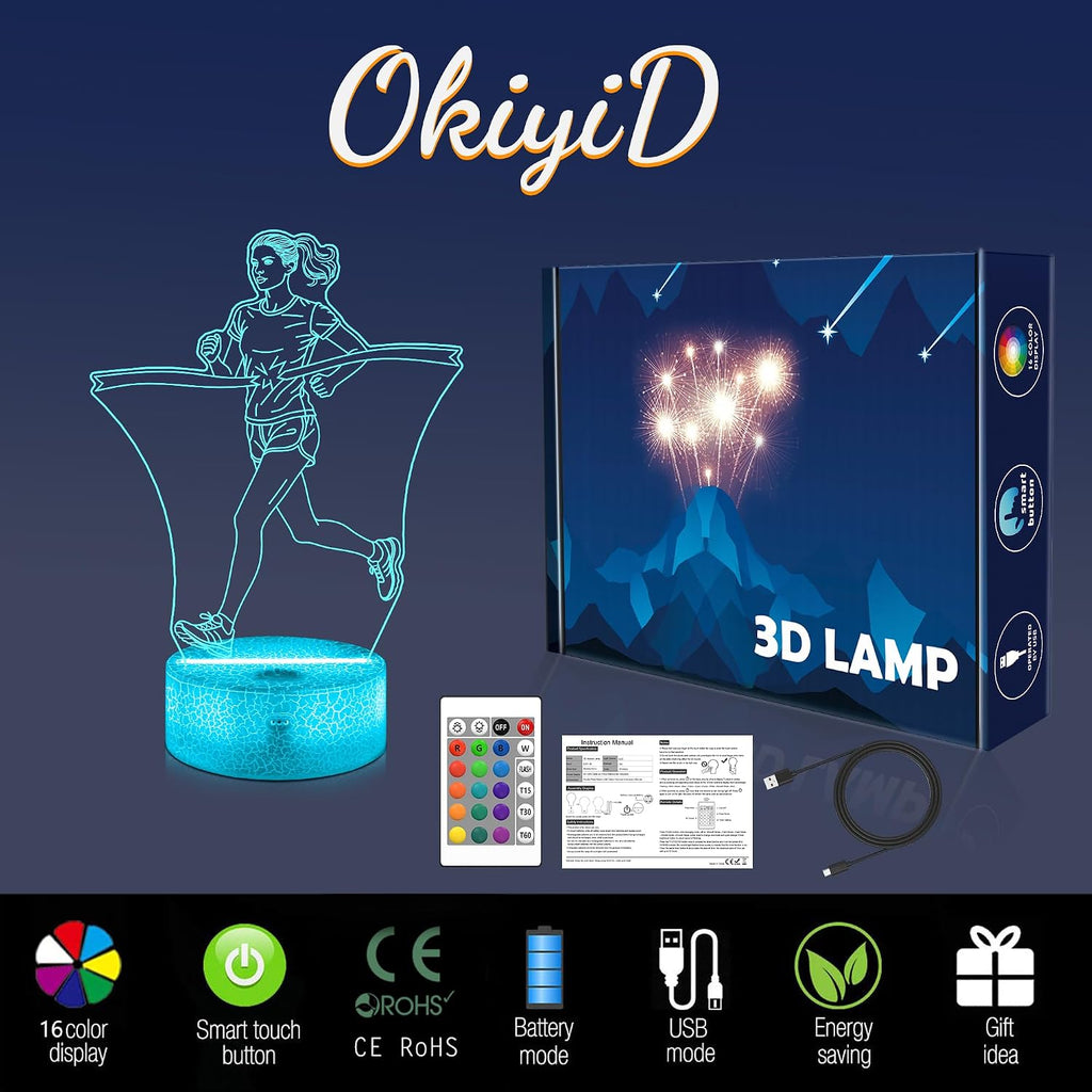 Lámpara de Ilusión 3D de Luz Nocturna para Atletas Femeninas con Co...