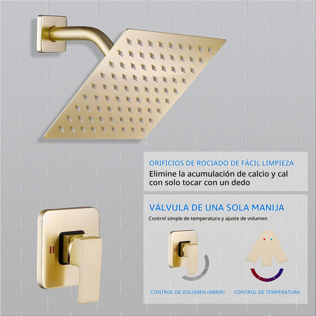 Grifo de Ducha Dorado Cepillado GGStudy Kit de Acabado de Ducha de...