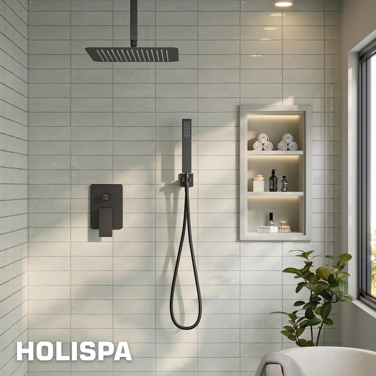 HoliSpa Sistema de ducha de montaje en techo, juego de grifo de duc...