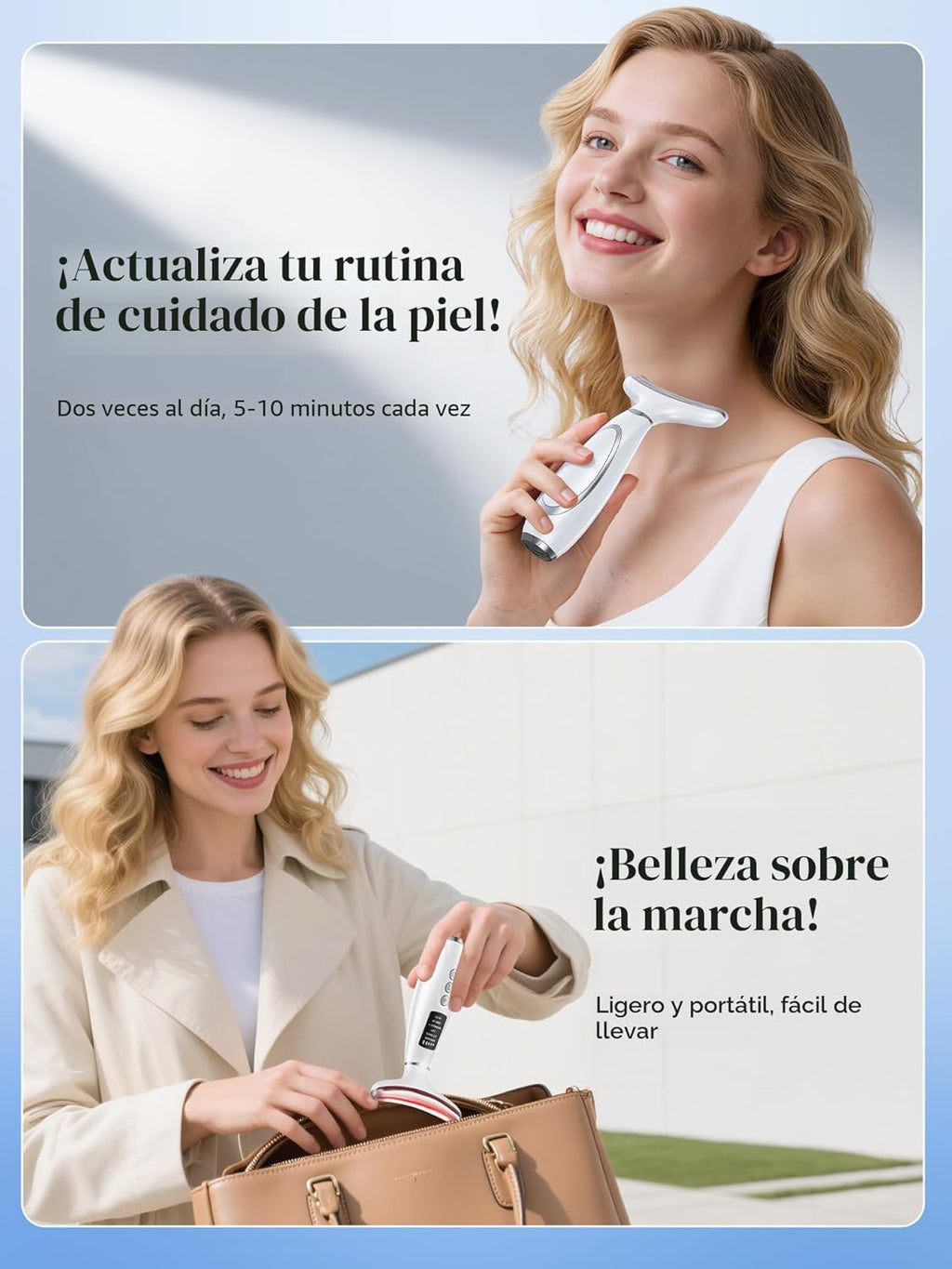 Terapia de luz roja para cara y cuello, herramienta de masajeador f...