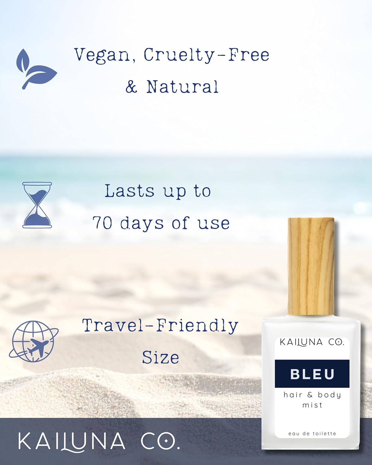 Kailuna Co. Bleu para Hombres Spray Natural para Cabello y Cuerpo,...