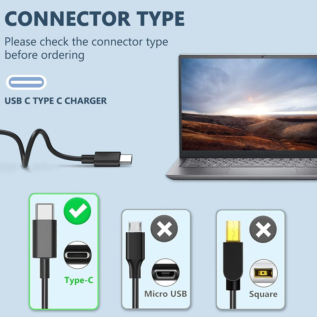 Cargador USB C para laptop, 100 W CA de repuesto para Lenovo, Think...